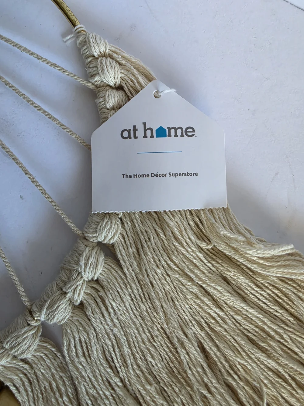 NWT At Home Chic Geometric Cream Gold Macrame Wall Decor Neutral & Boho Sz 18